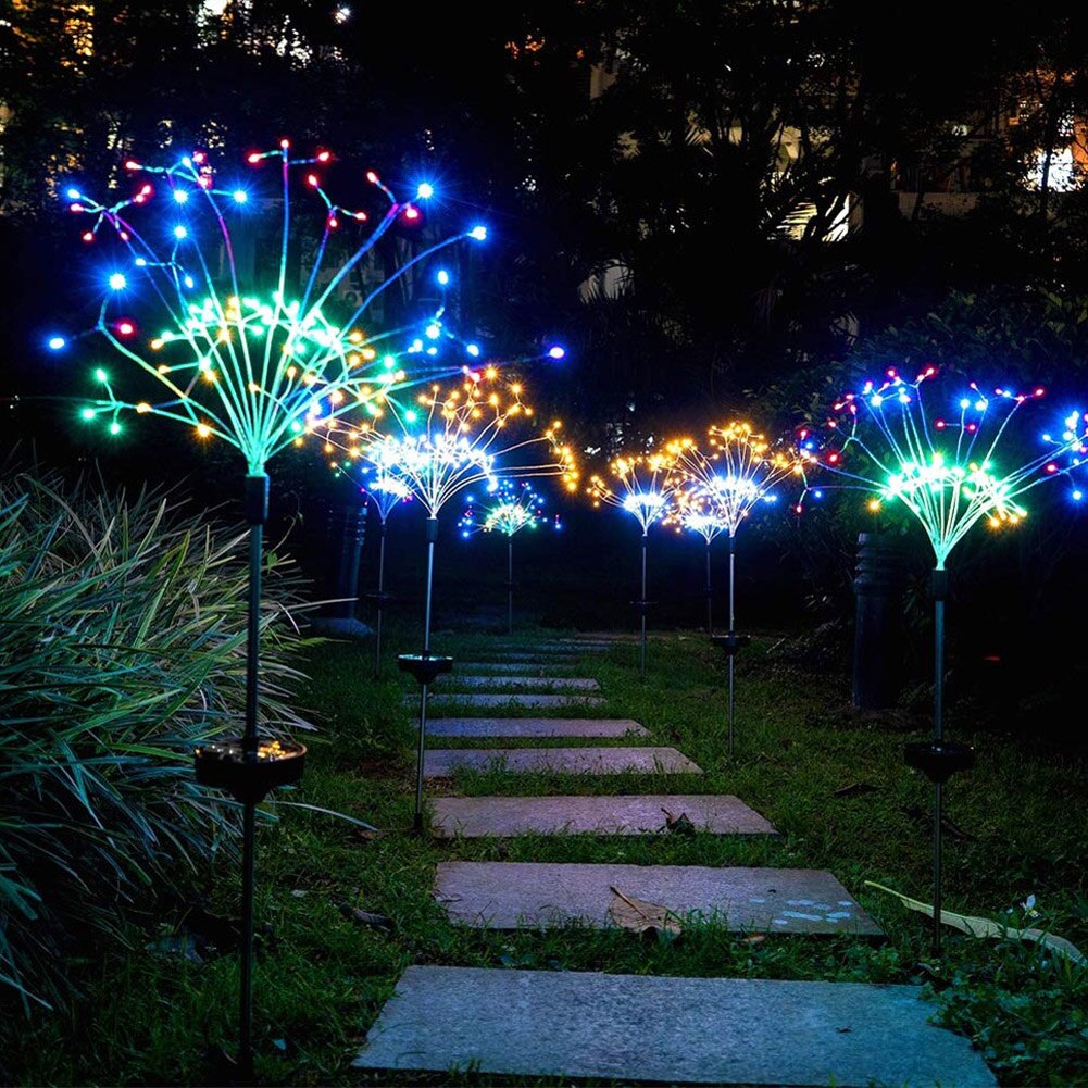 Zonne-vuurwerkverlichting, , 120 led-doe-het-zelf zonne-sterrenhemel, lichtsnoer met zonne-energie, tuinverlichting, vuurwerkverlichting op zonne-energie voor buiten, zonne-gazonlamp