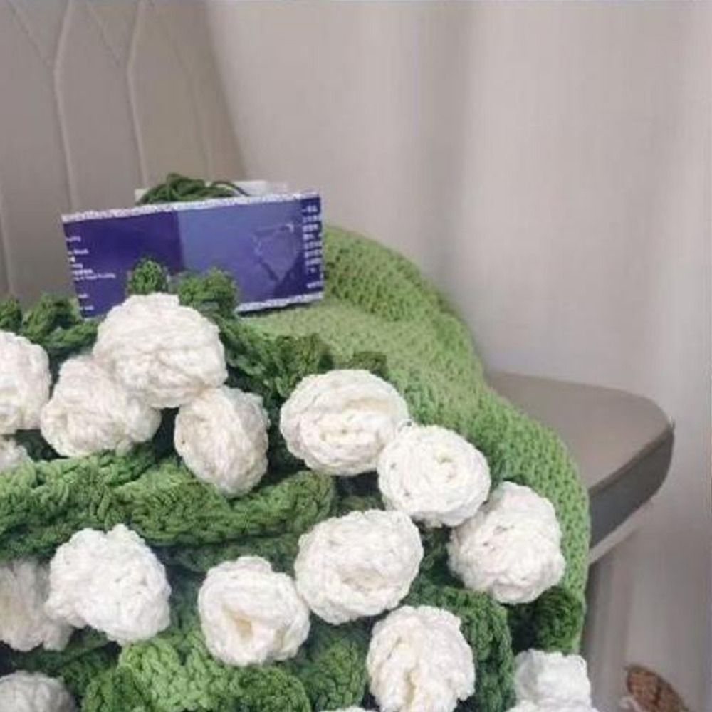 Manta de ramo de rosas de ganchillo, manta de ramo de flores de clavel de girasol a la , manta de clavel artesanal DIY terminada