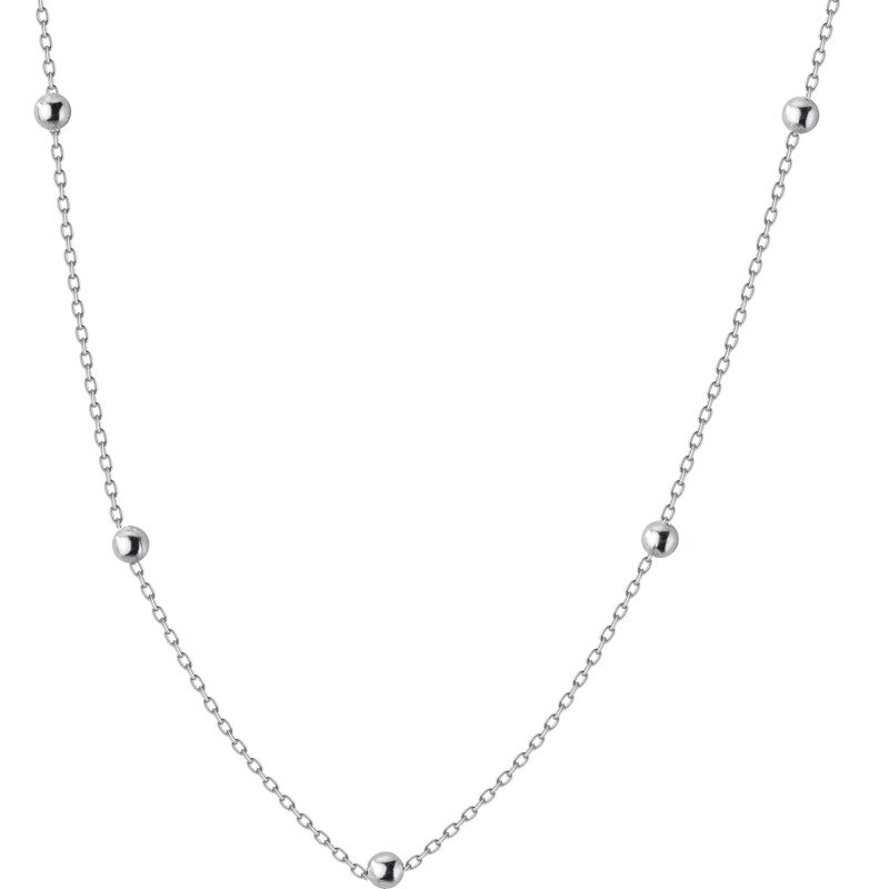 Mloveacc  s925 silberkette für damen, schlichte Halsband-halskette mit 925 sterlingsilberperlen, sommerliche schlüsselbeinkette