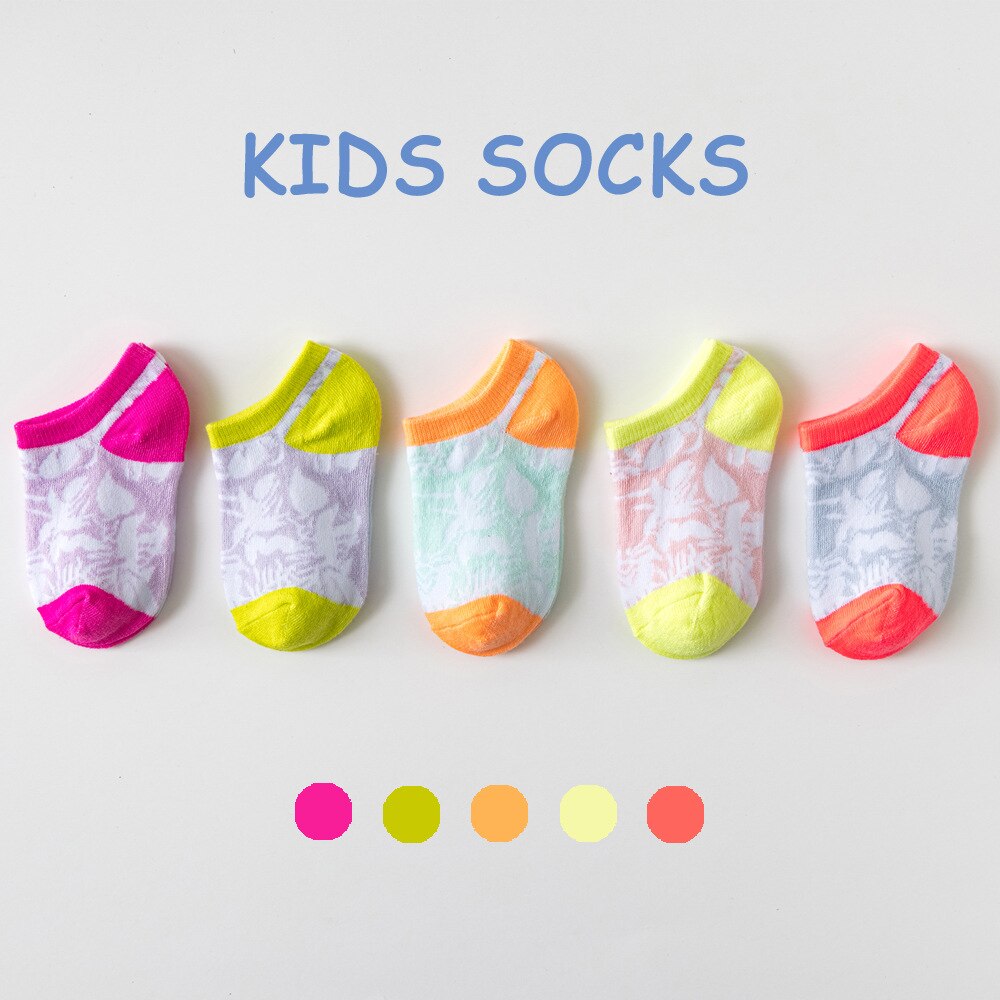 5 pares/lote 3-9 anos crianças verão meias finas respirável meninos meninas barco meias desodorante do bebê boca rasa meias: 184561 / 6 to 9 Years