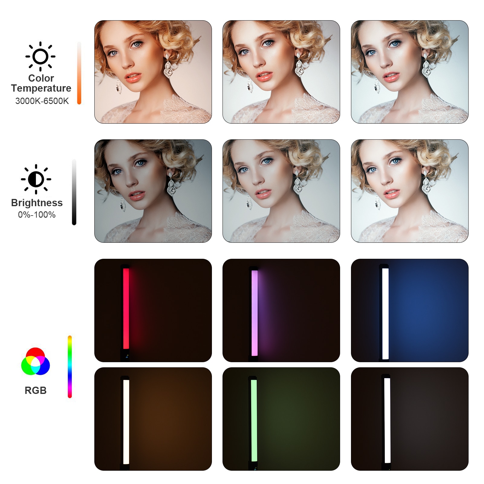 Rgb Handheld Led Light Wand 20W Fotografie Lamp Met Statief Bi-Kleur Temperatuur 3000K-6500K met Draagtas Afstandsbediening