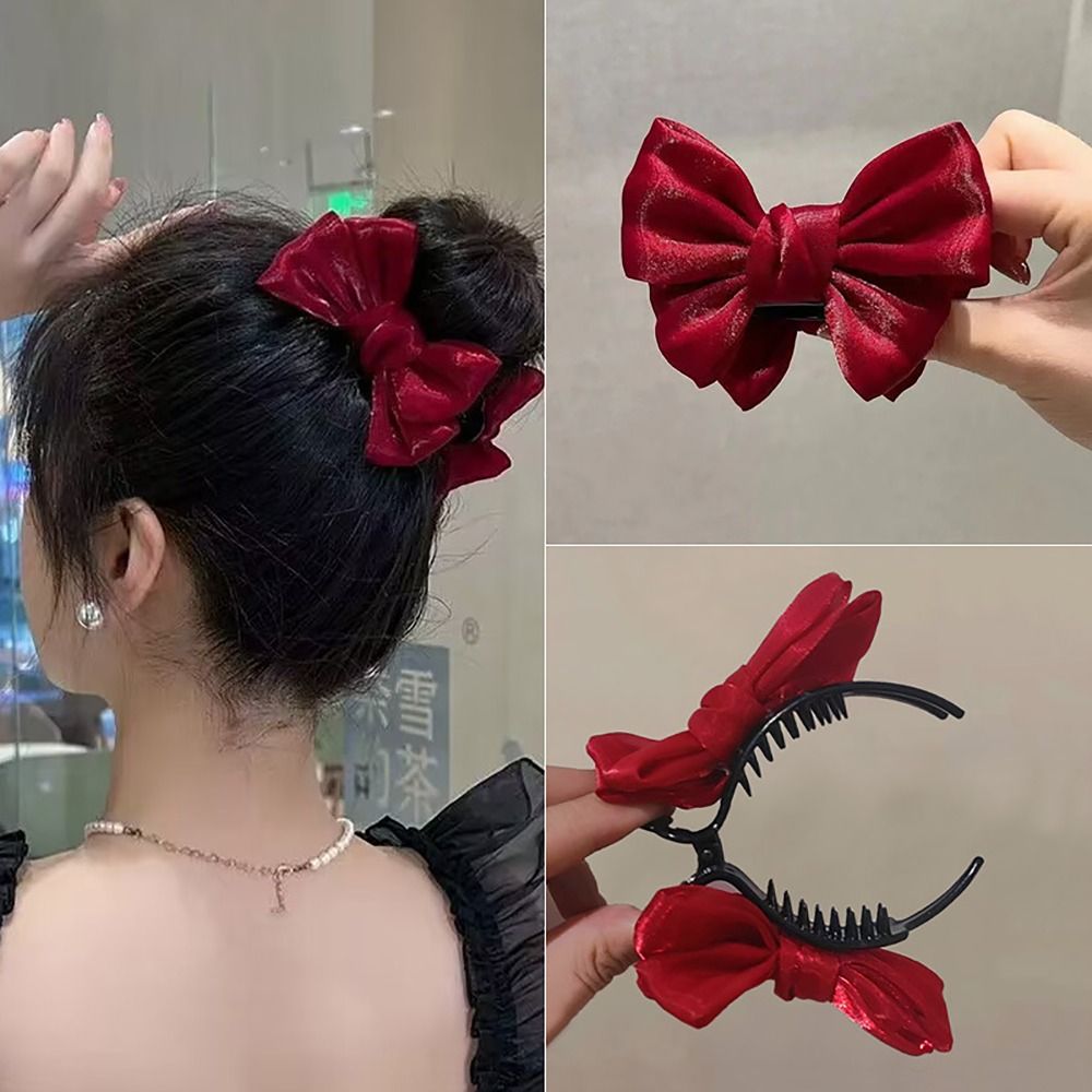 Pince à cheveux brillante à nœud papillon pour femmes et filles, épingle à cheveux exquise, tête arrière, élégante, style pastChev, nœud, vêtements de sauna, accessoires pour cheveux