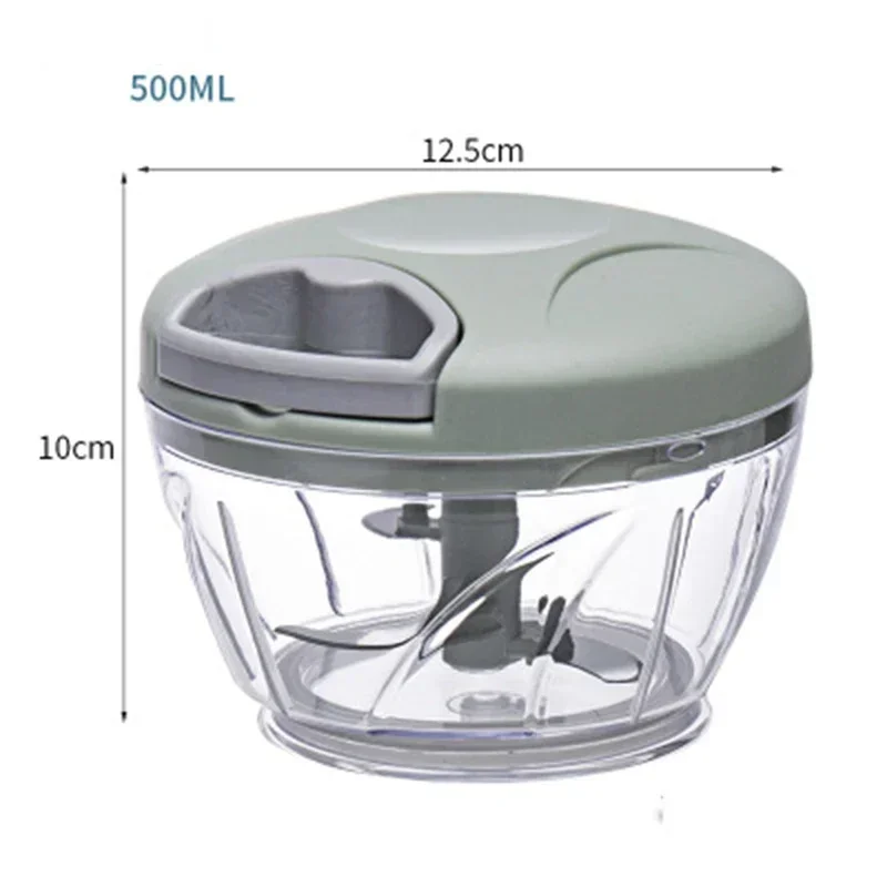 500/900ML Knoflook Chopper Handmatig Draaien Groentesnijder Chopper Slicer Fruit Knoflook Crusher Keuken Gadget Blenders Vleesmolen: Licht Geel
