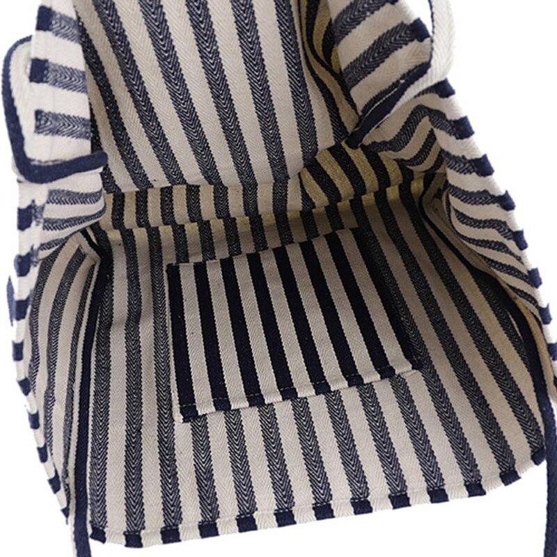 Dames gestreepte canvas handtas zomer strand klassieke stof zachte grote handtas dames casual tas dunne streep blauw