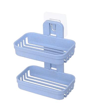 Soap Dishes Bathroom Shower Soap Box Soap Holder Double layer Soap Holder Plate Tray Bathroom rack: blue-NY0235