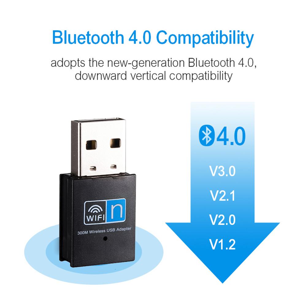 Draadloze Wifi Bluetooth Adapter 300Mbps Usb Wifi Adapter Ontvanger 2.4G Bluetooth V4.0 Netwerkkaart Zender Voor Pc Laptop