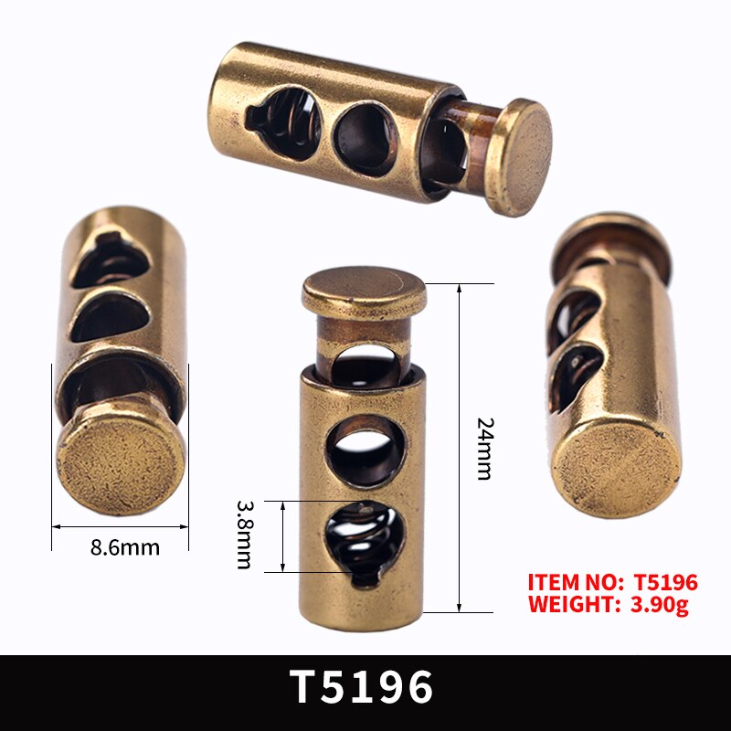 50 Pcs Metal Spring Toggle Clasp Stopper Cord Gunblack Gold Silver Decorative Cord Lock DIY Accessoriesic Adjust Stopper Rope: T5196