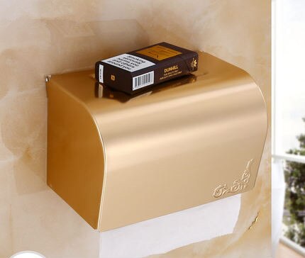 Bathroom Accessories Set Aluminum Carved Champagne Gold Towel Rack Towel Bar/Ring Toilet Brush Holder Corner Shelf Paper Holder: Paper box A