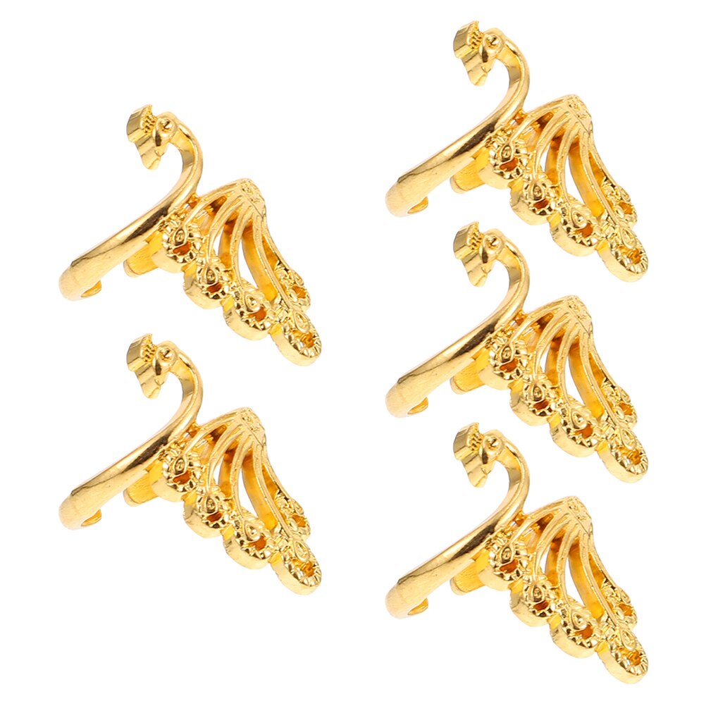 5pcs Knitting Loop Rings Multi-purpose Rings Practical Crochet Rings: Golden