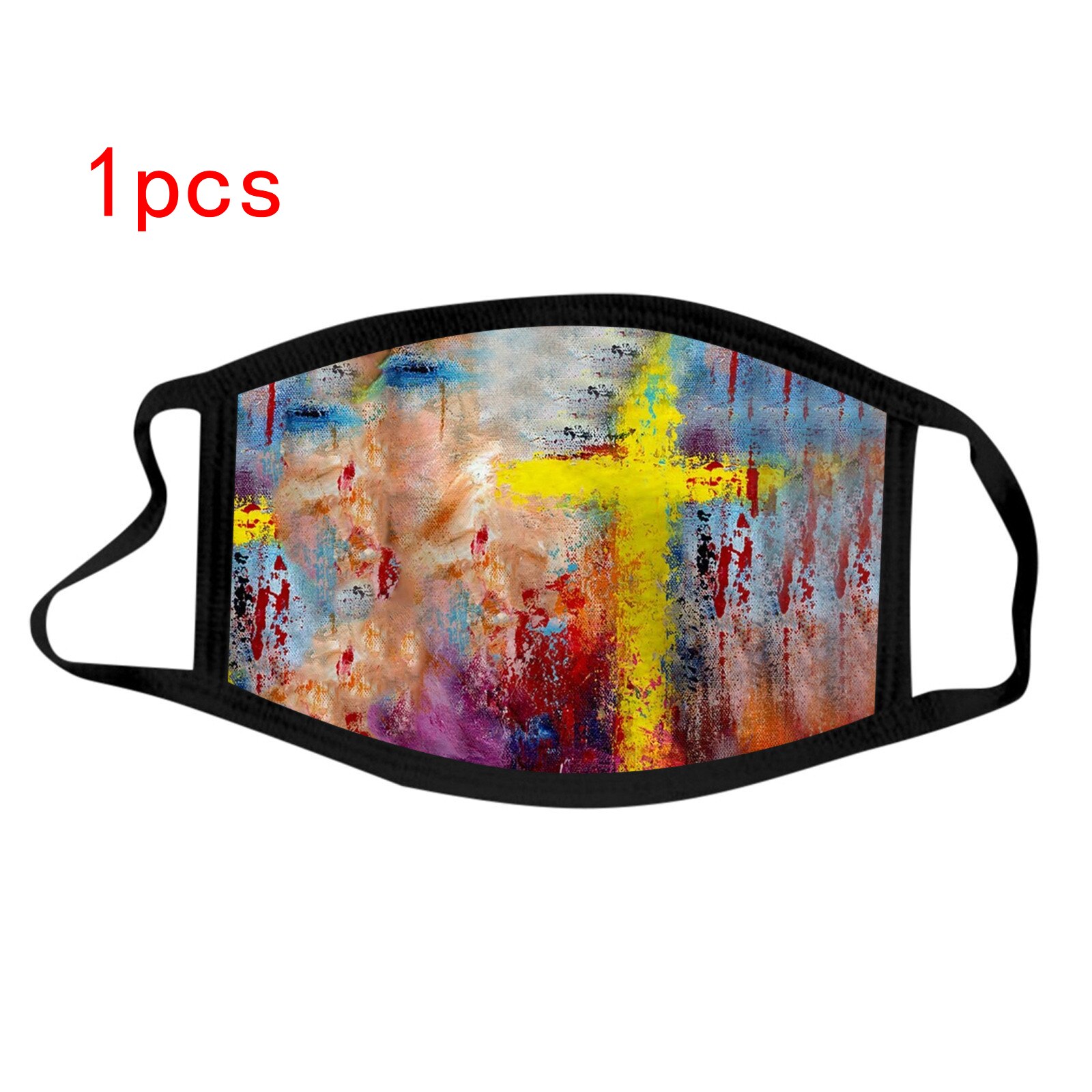 1/5 Uds de Fasemask adultos 1-5 uds Tie Dye máscaras de estampado de cruces tejido Reusable de Color de contraste Mascarillas Bandana: B
