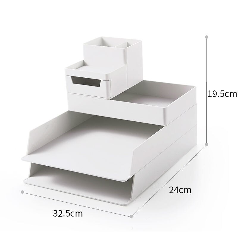 4 Layers Table Storage Organizer Box A4 Big Document Case Paper Desk Organizer Stationery Pen Book Holder for Home Desktop: 1set