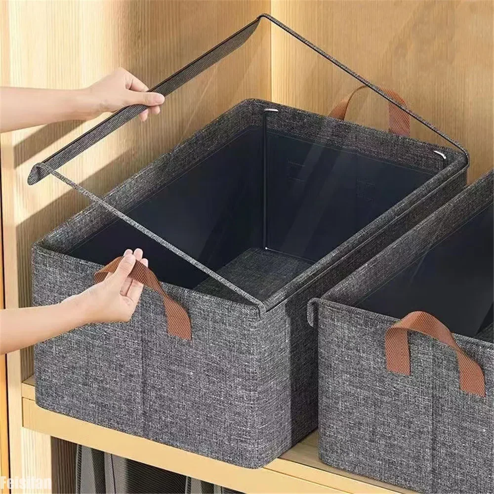 Caja de almacenamiento de ropa con tapa transparente, camiseta, pantalones, organizador de ropa interior, armario para dormitorio, cajones, ahorro de espacio