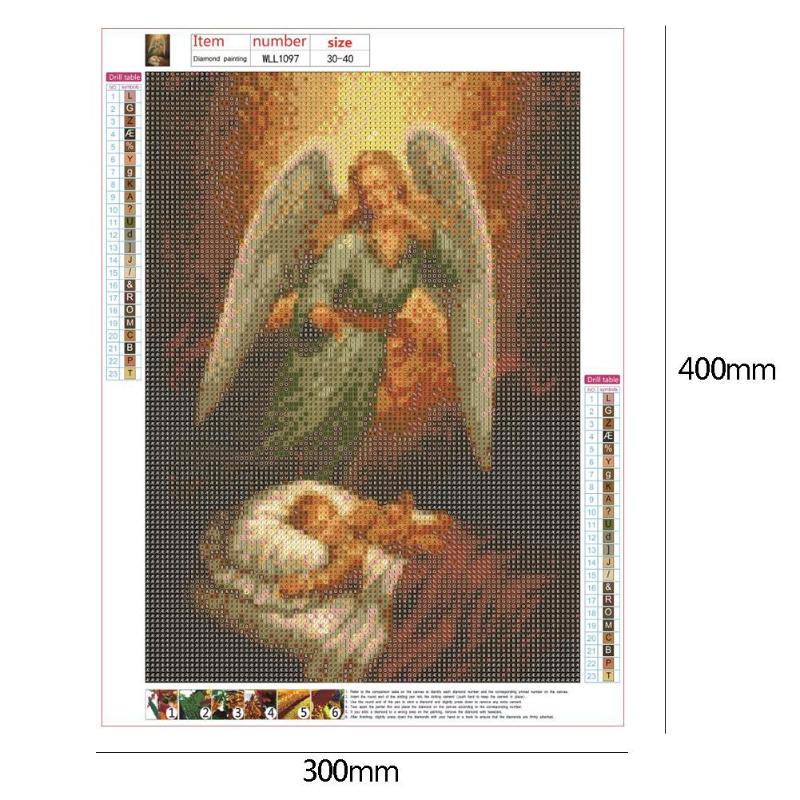 5D DIY Full Drill Diamond Painting Guardian Angel Butterfly Cross Stitch Needlework Kit Home Decor Oxidation Resistance 40*30cm: F