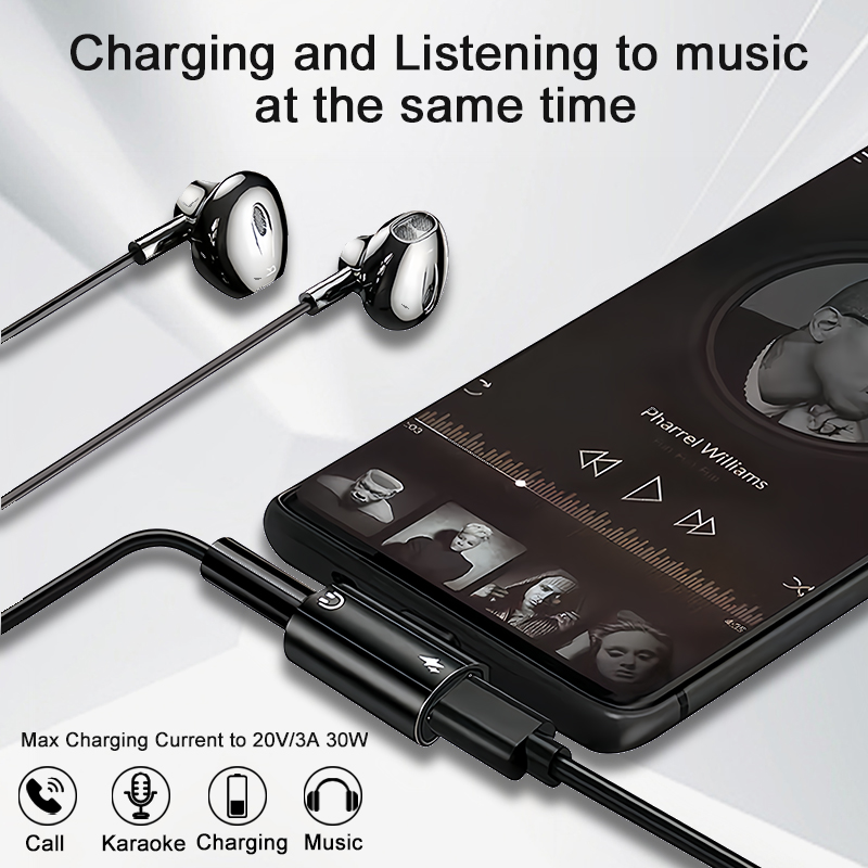 Adapter USB typu C do słuchawek i ładowarki 3,5 mm Rozdzielacz szybkiego ładowania 30 W z gniazdem Aux Audio do Samsung Galaxy S24 23 Ultra