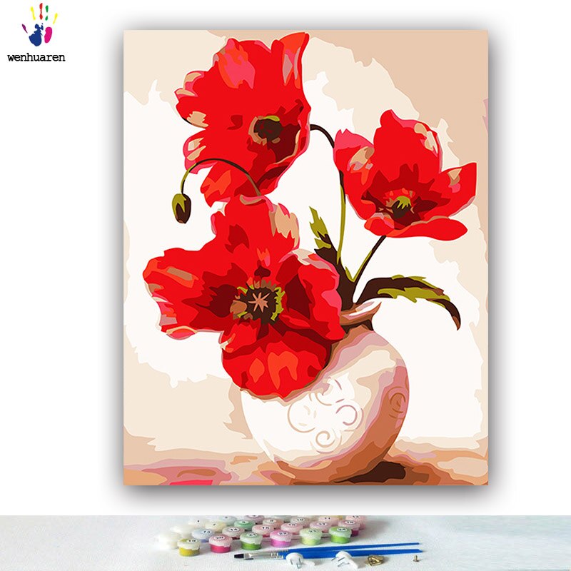 DIY para colorear pintura por números clavel de color claro en el alféizar de la ventana figuras pinturas por números con kits 40x50 enmarcado: 90462 / 60x75 no frame