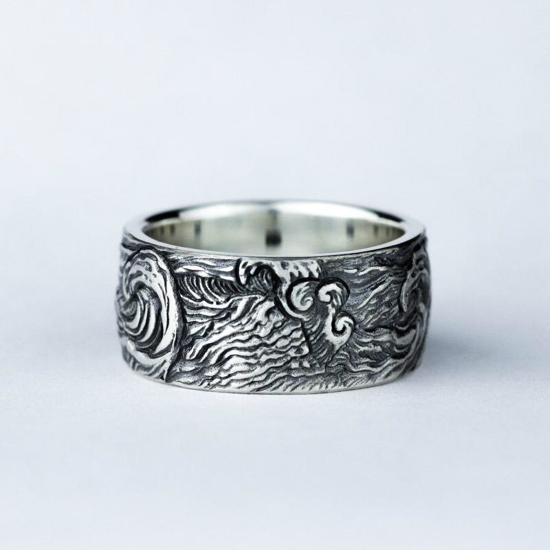 Vintage 925 Thai Silver Horse Carving Finger Rings Punk Style Antique Animals Ring for Women Ladies Party Retro Jewelry
