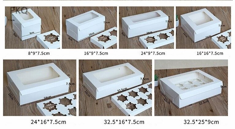 Caja de papel blanca para pasteles, caja de embalaje de cartón cupcakes, cajas para pasteles con 1/2/3/4/6 orificios, caja de suministros para para repostería 10 Uds.