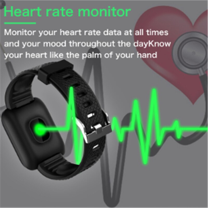 Smart Watch 116 Plus Color Screen Heart Rate Smart Wristband Sports Watch Men Smart Band Waterproof Smartwatch for Android iOS