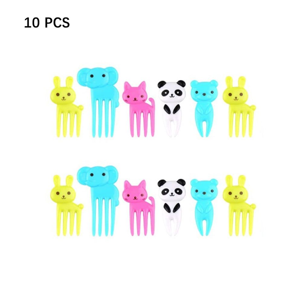 6-10Pcs Mini Animal Farm Cartoon Food Picks Children Snack Cake Dessert Food Fruit Forks Lunch Bento Accessories Party Decor: A-1