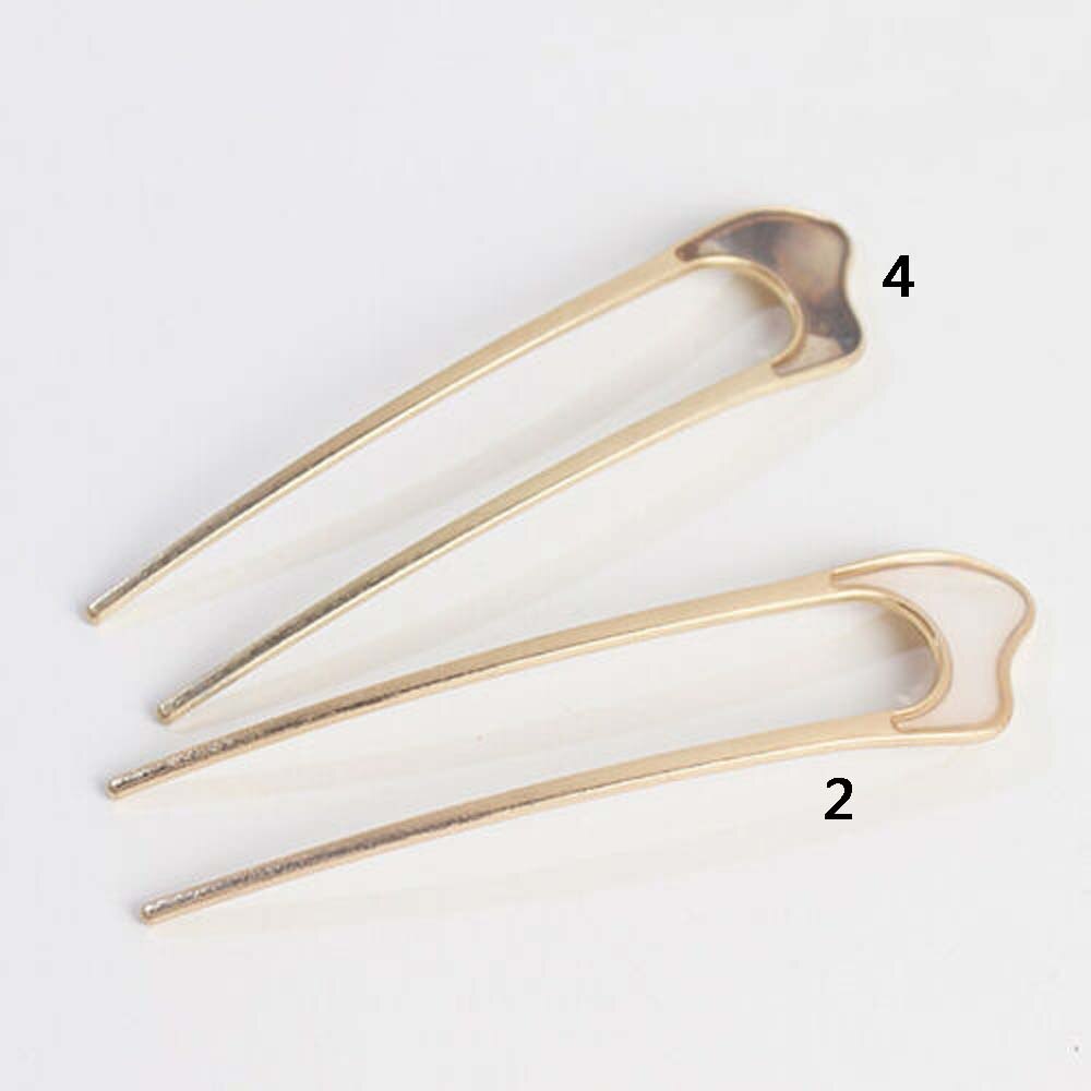 Femmes filles Style japonais en alliage de métal u-forme pince à cheveux Vintage bâtons de cheveux pour femmes dame épingle à cheveux chignon Style outil chapeaux: 2