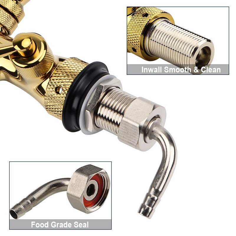 Tapbier Kraan, Golden Verstelbare Bier Tap Kraan met Flow Controller Chrome Plating Schacht met Bal Slot Tap Kit
