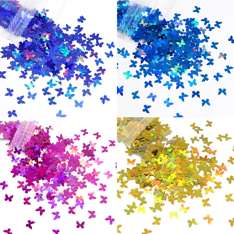4 zakjes herfst esdoornblad nail art pailletten decoratie holografische kameleon glittervlokken uv gellak tools kerstnagels: Lsbf -78 10 12