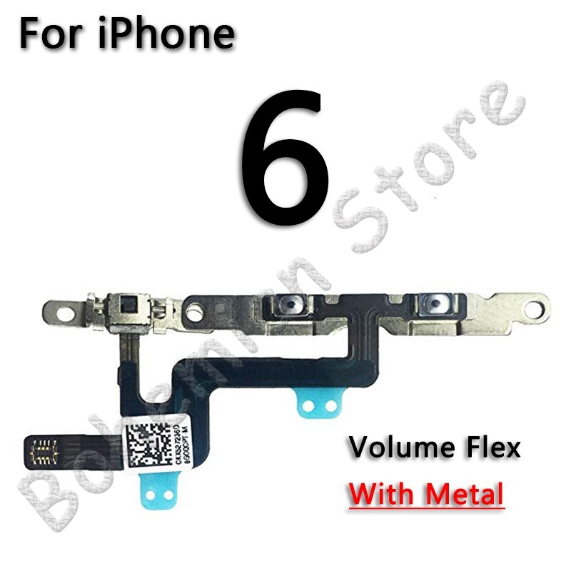 Cable flexible de alimentación para iPhone, botón interruptor de volumen, botón de silencio, con piezas de Metal, para 6, 6s, 7, 8 Plus, 5, 5s, SE, 7G, 8G, 6G: Volume-6