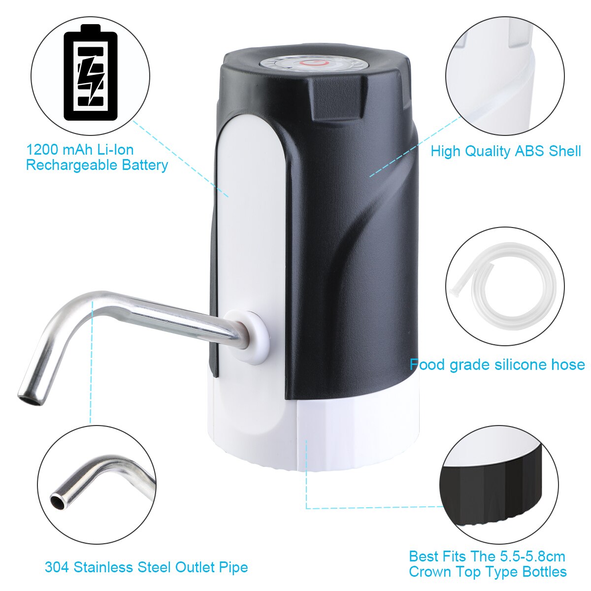 Automatic Electric Water Pump USB Charging Multi-interface Bottled Drinking Water Press Pump Dispenser Water Pumping Device