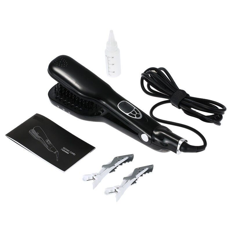 Steam Hair Straightener, Hair Styling Wide Tooth Comb Brush Anti-Scald Fast Heating Straightener Brush