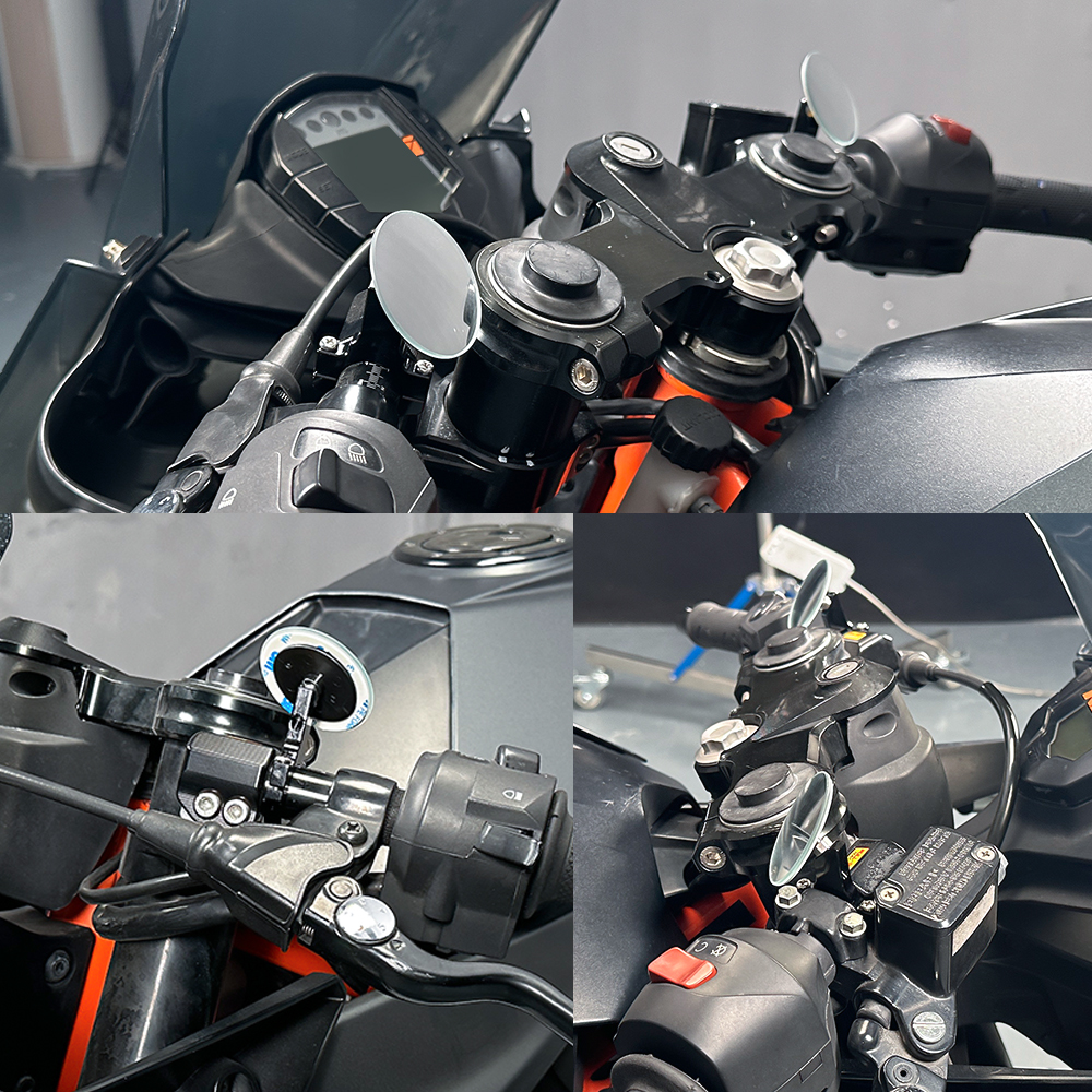 Universeller Rückspiegel, breite Sicht, konvex, Motorrad-Lenkerhalterung, hinterer Seitenspiegel, toter Winkel, randlos, 360-Grad-Drehung