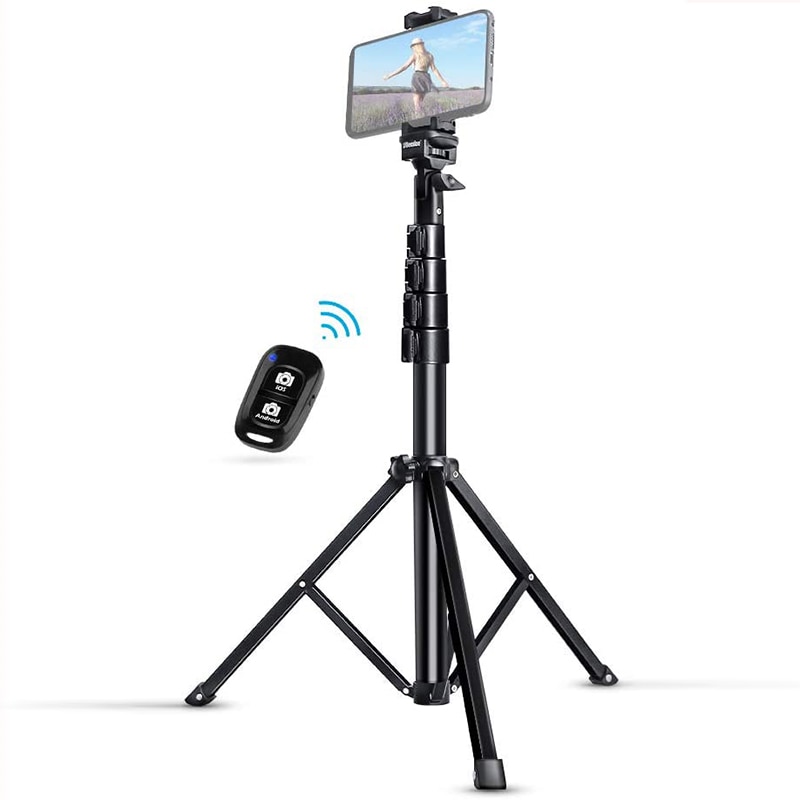 Heavy Duty Aluminum Selfie Stick Tripod UBeesize 51" Extendable Tripod Stand with Bluetooth Remote for iPhone Android all Phones