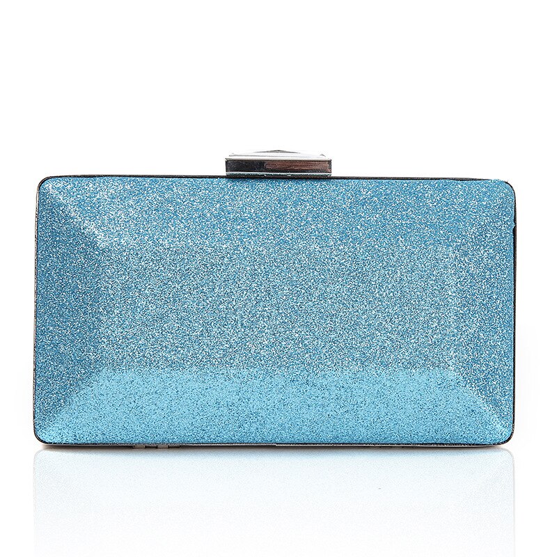 Solid Metal Evening Bags Pink Clutches Wedding Bride Clutch Bag Blue Hard Surface Shoulder Bags Glitter Party Pouch: skyblue