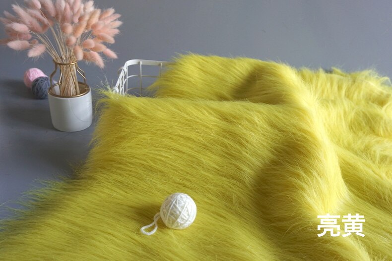 12 Cm Top Een Faux Bont Knuffel Stof 160 Cm Breedte Luxe Lang Haar Faux Fur Stof Voor Handgemaakte naaien Kleding Pop Bont: light yellow