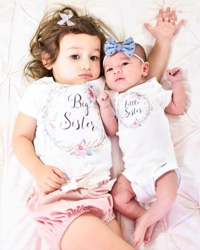 Søstre installeret baby børn pige lille storesøster match tøj jumpsuit romper outfits t shirt