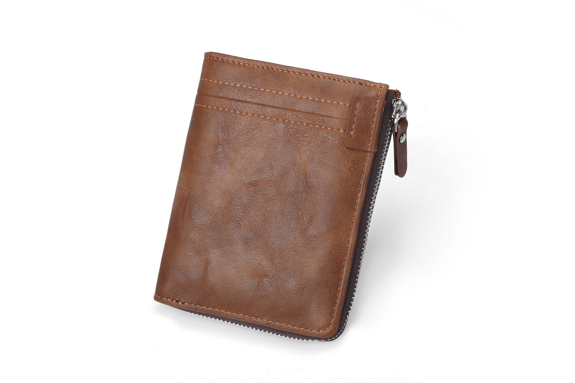 Heren heren pu lederen dunne kleine portemonnees rfid-blokkerende rits portemonnee portemonnee plastic creditcard bankpas houder