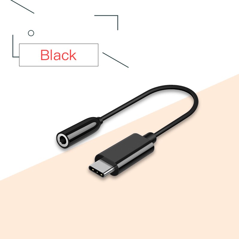 Voor Xiao mi huawei Aux AUDIO Kabel Type C 3.5 hoofdtelefoon Adapter Usb TYPE-c TOT 3.5mm jack Oortelefoon Converter voor mi 6 letv: Black