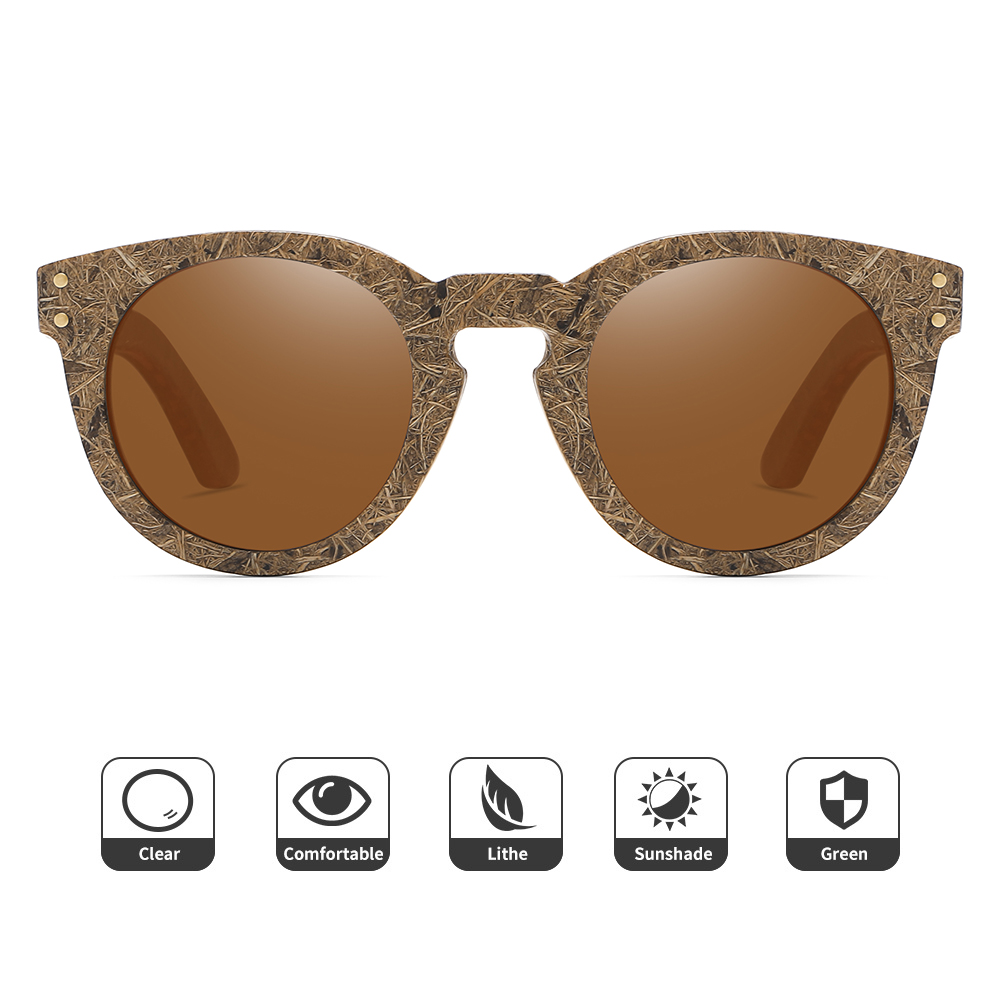 Kokosfaser-Sonnenbrille der GM. Umweltfreundliches neues Holz, polarisierter UV400-Schutz, natürliche Degradierungsbrille 8242