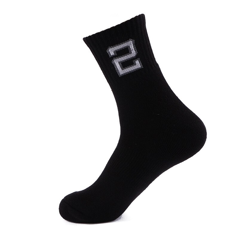 Brothock Uomini di pallacanestro con numero di stelle di cotone squadra modello digitale di sport calze fondo asciugamano ammortizzatore elite calzini: Black NO.2