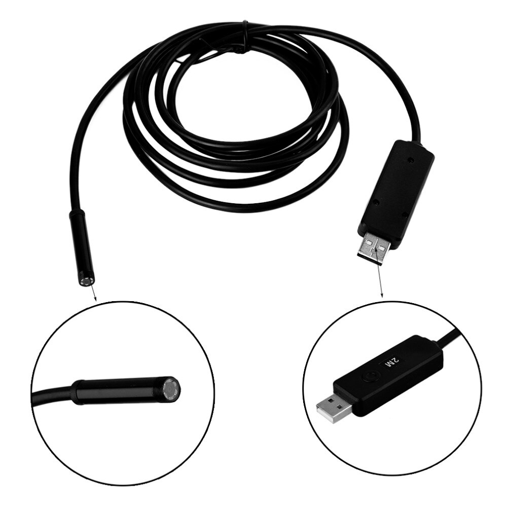 1pcs usb microscoop 2M 7mm 6 LED Waterdichte Endoscoop Borescope Snake Inspectie Video Camera