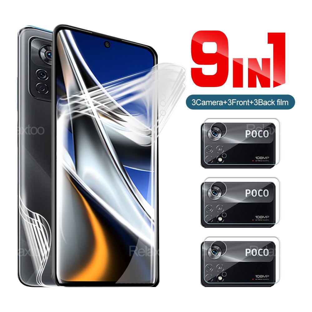 9in1 Front And Back Soft Hydrogel Film For Xiaomi Poco X4 Pro 5G 6.67&quot; Screen Safety Protector Xiami Poco X4 Camera Lens Film: For Poco X4 Pro 5G