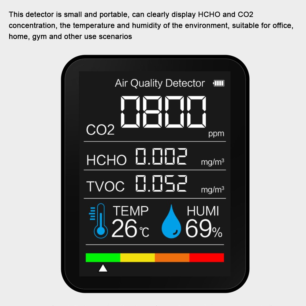5 in1 Indoor Air Monitor Lcd Digital co2 Air Meters Real Time Intelligent Air Sensor Tester co2 Detector