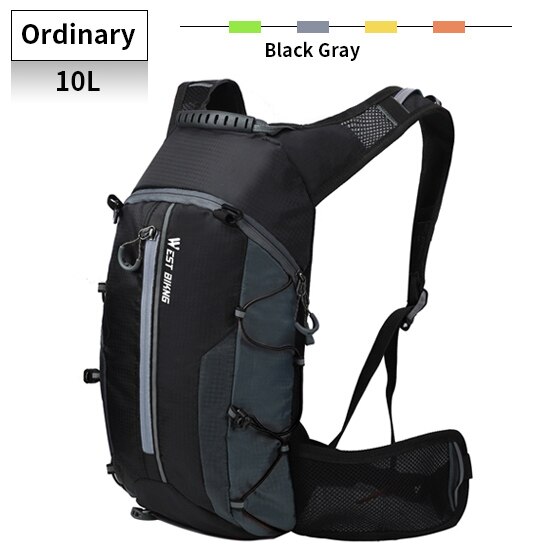 ovest bicicletta 10L sport Zaini Bici Pieghevole Borsa Da Viaggio Sacchetto di Alpinismo Delle Donne Degli Uomini Zaino Tenere Riciclaggio Della Bicicletta Del Sacchetto di Acqua: grigio borsa 10L