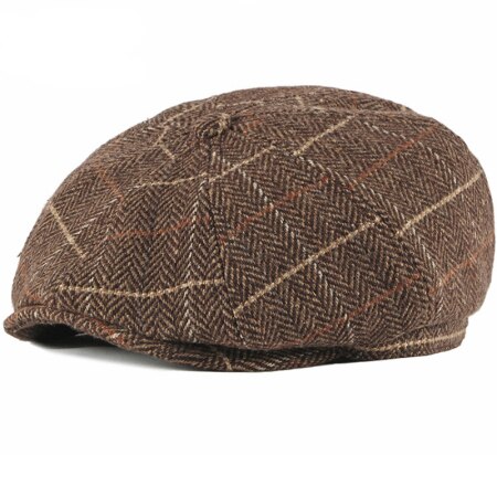 Gorro de Tweed Retro a cuadros para hombre, boina, informal, Czapka, gorros octogonales, Cappello Uomo, de invierno,: 2