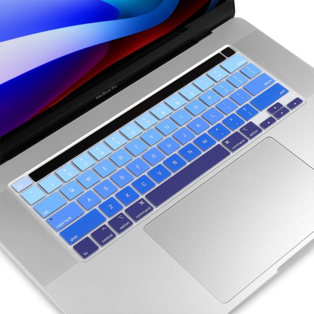 EU/UK/ US typ TPU przezroczysta obudowa klawiatury dla Macbook najnowszy Pro 13 2020 A2338 A2289 Pro 16 cali 2019 A2141Touch Bar klawiatura skóra: US English blue