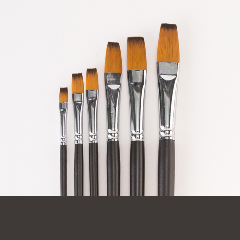 Juego de pinceles de pintura de 6 uds., pincel de pintura con punta redonda y puntiaguda, pincel acrílico de pelo de nailon para pintura acrílica al óleo de acuarela: YELLOW