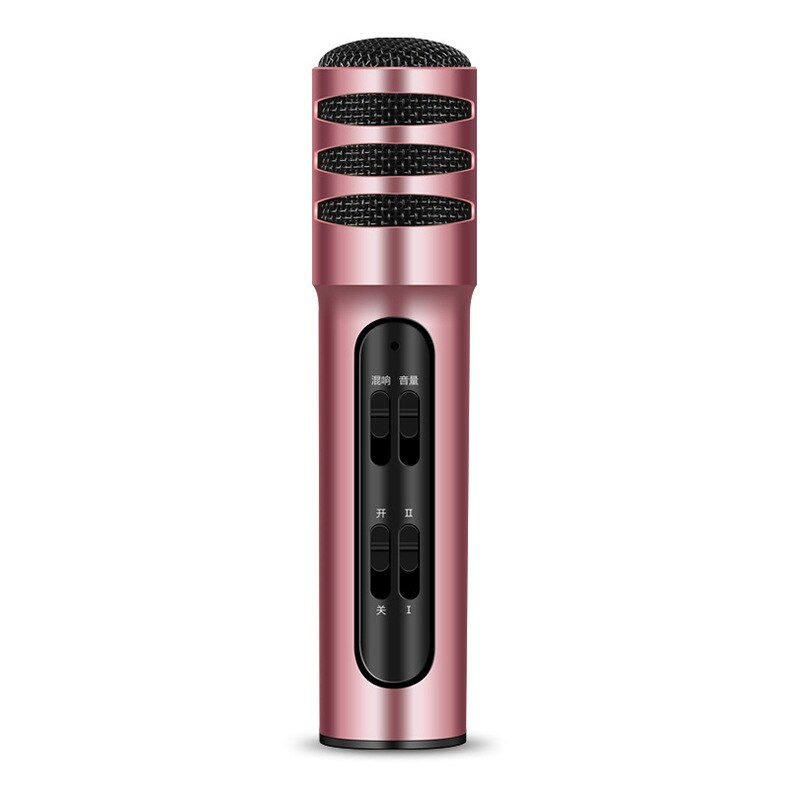 Micrófono de teléfono móvil, boquilla, dispositivo de Karaoke, canto en vivo, ancla, juego de ordenador doméstico para niños, equipo de tarjeta de sonido: Pink highly compatible