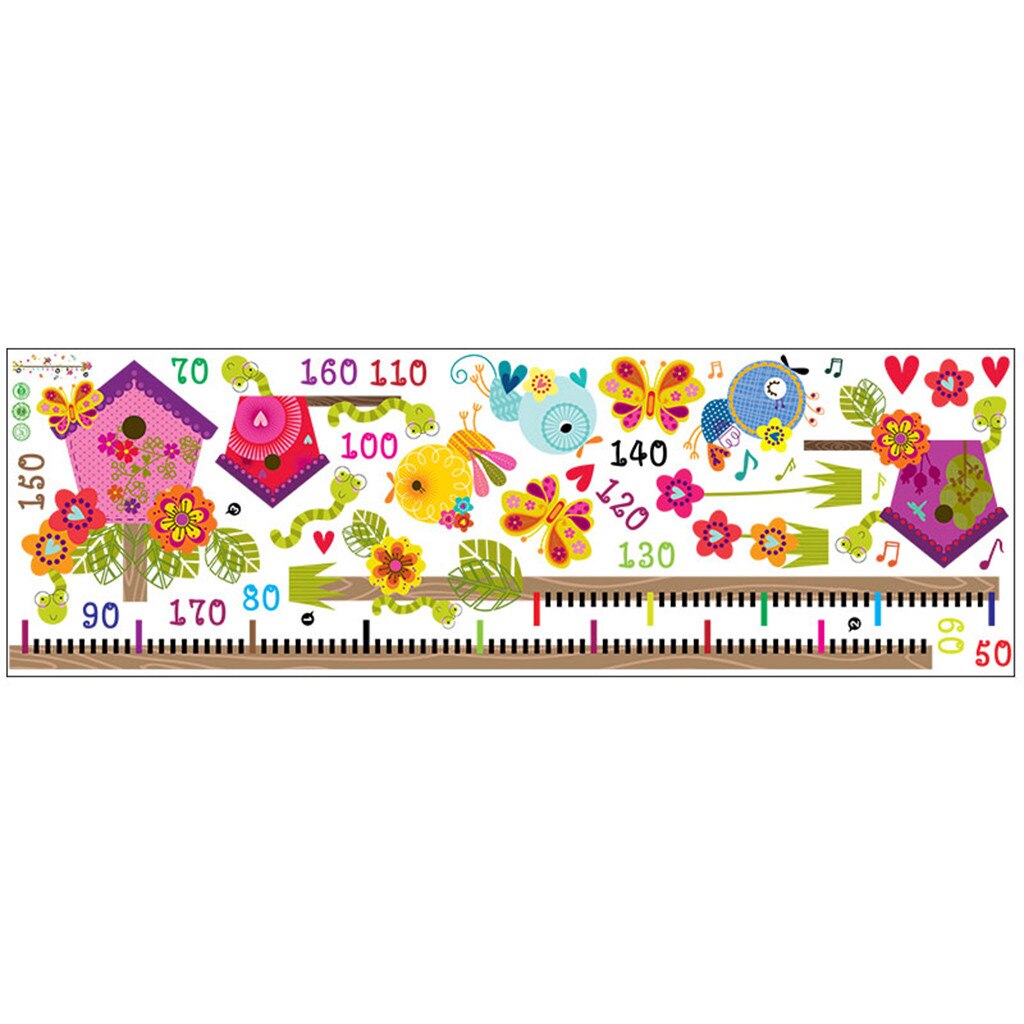 Cartoon Animals Bird bug butterfly flower Height Measure Wall Sticker For Kids Rooms Growth Chart Nursery Room Decor Wall Art 20