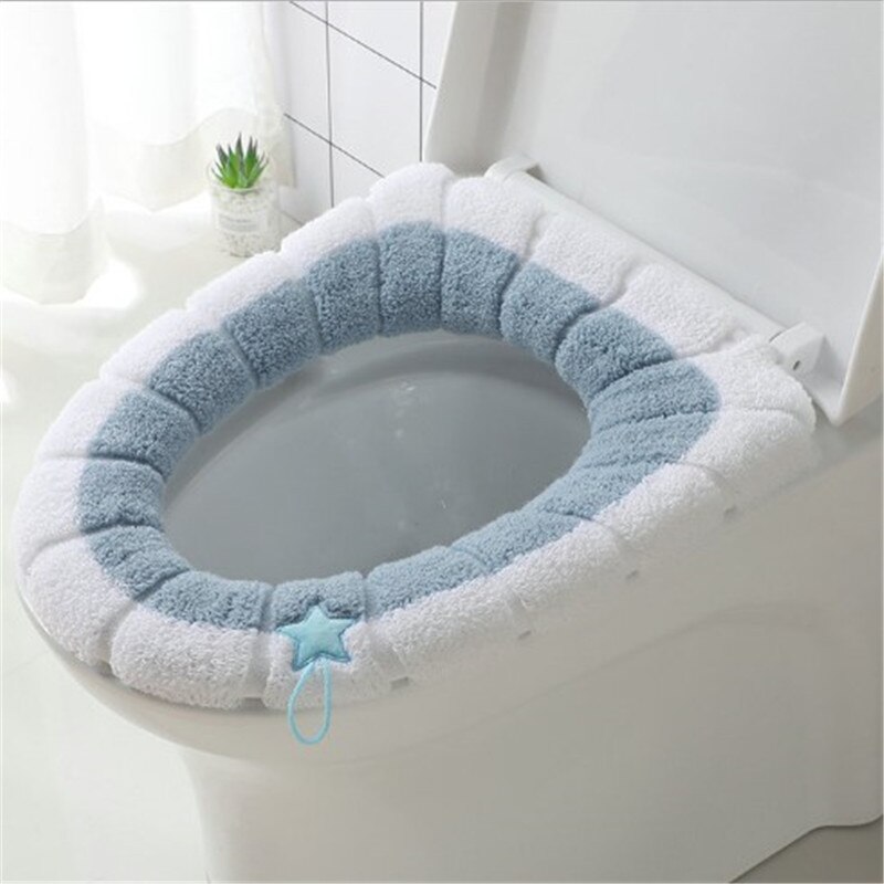 cómodo de invierno adulto de asiento de inodoro felpa aterciopelada grueso cálido baño Mat retrete lavable tapa Accesorios: 1
