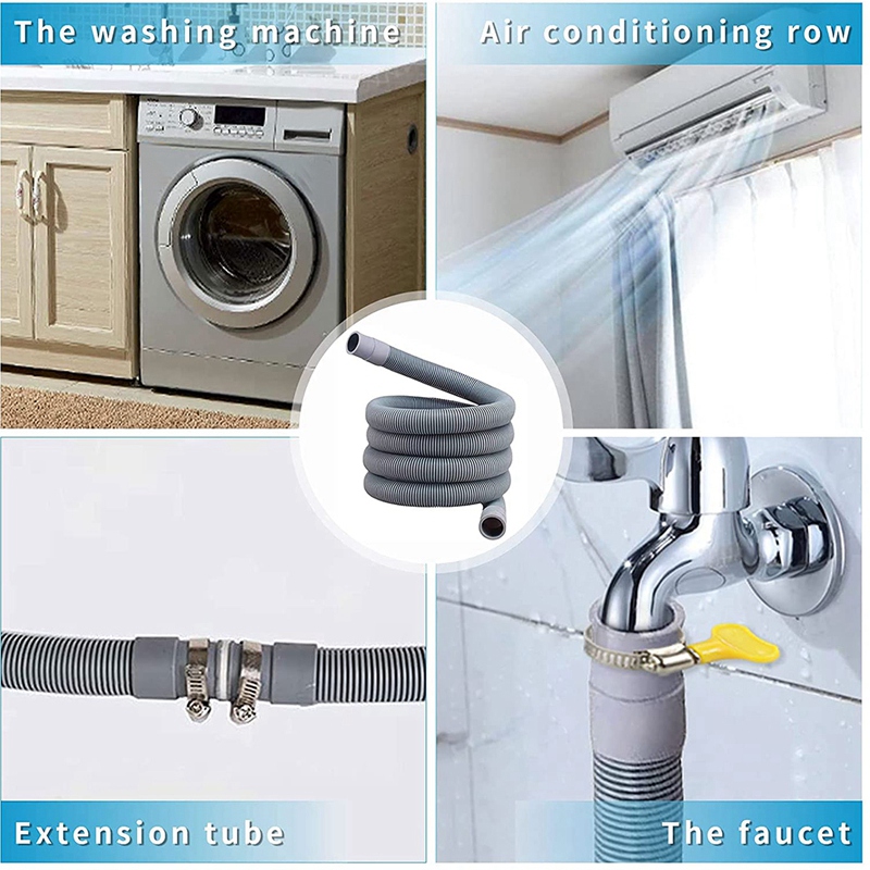 Drain Hose Extension Set Universal Washing Machine Hose 1.5M, Include Bracket Hose Connector And Hose Clamps Drain Hoses