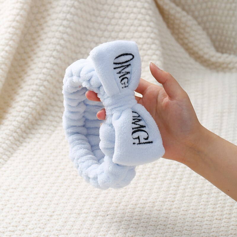 Voor Vrouwen Meisjes Hoofdbanden Omg Brief Coral Fleece Wassen Gezicht Boog Haarbanden Hoofddeksels Haarbanden Tulband Haar Accessoires